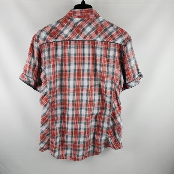 BKE Shirt Men XL Multi Plaid Pearl Snap Standard Fit S/S Button Up - Picture 2 of 6